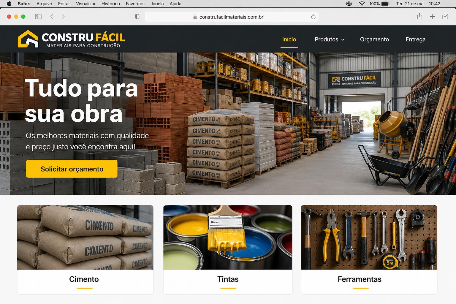 Exemplo de site para Construção