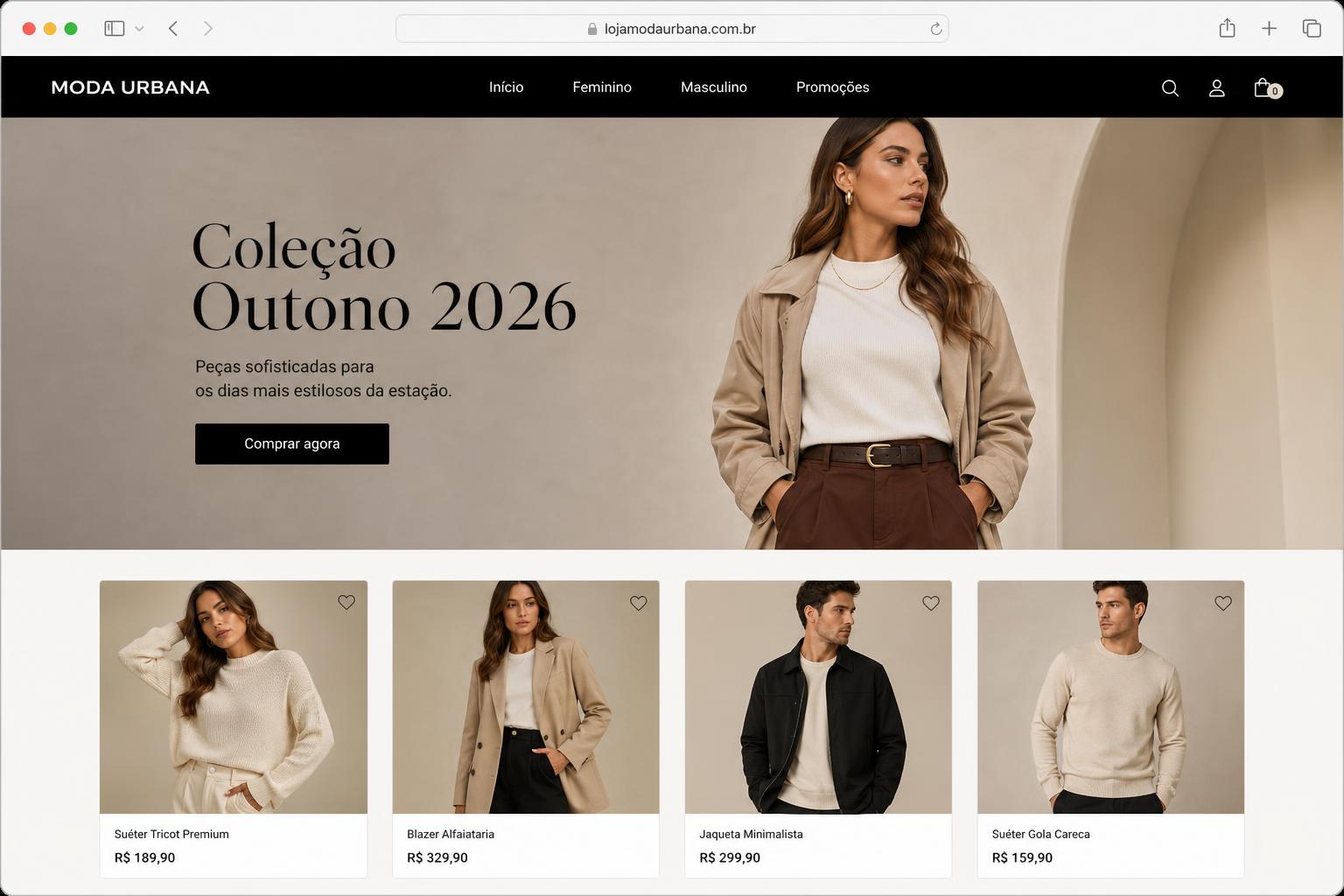 Exemplo de site para Loja de Roupas