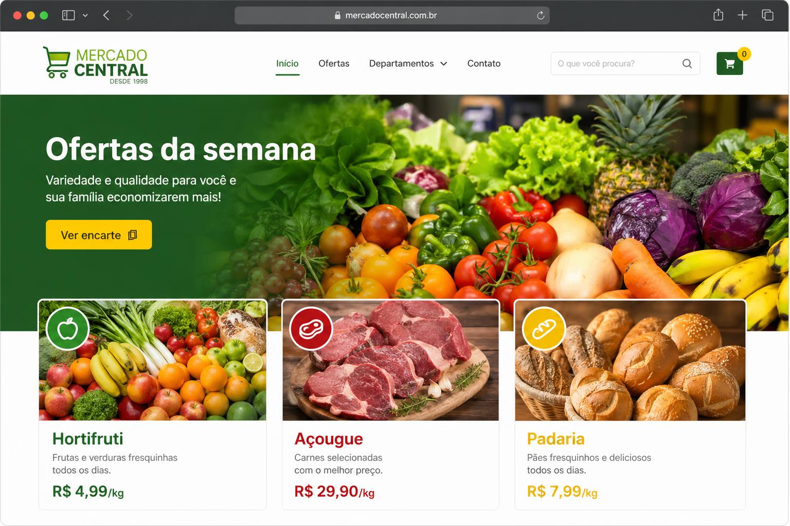 Exemplo de site para Mercado