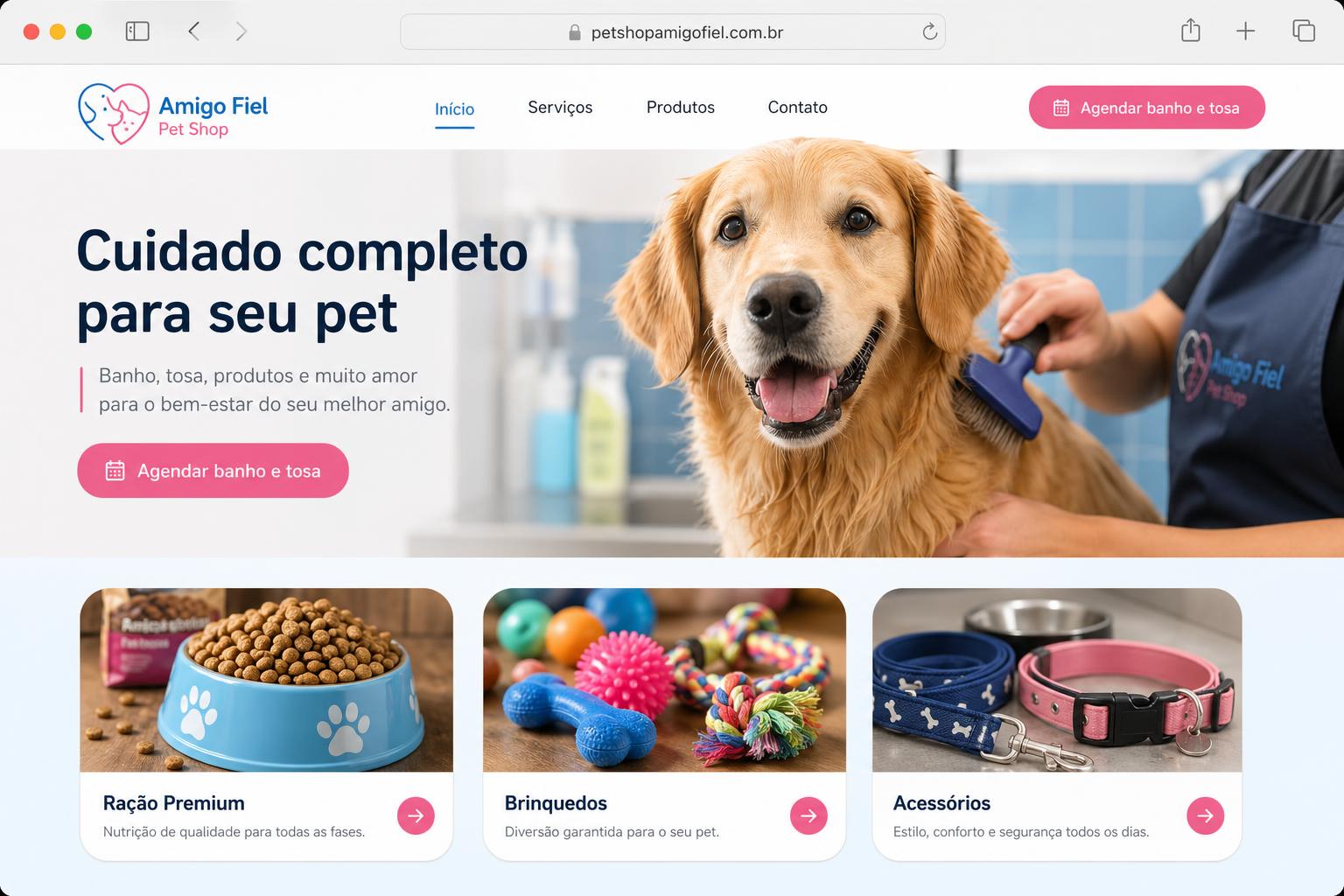 Exemplo de site para Pet Shop