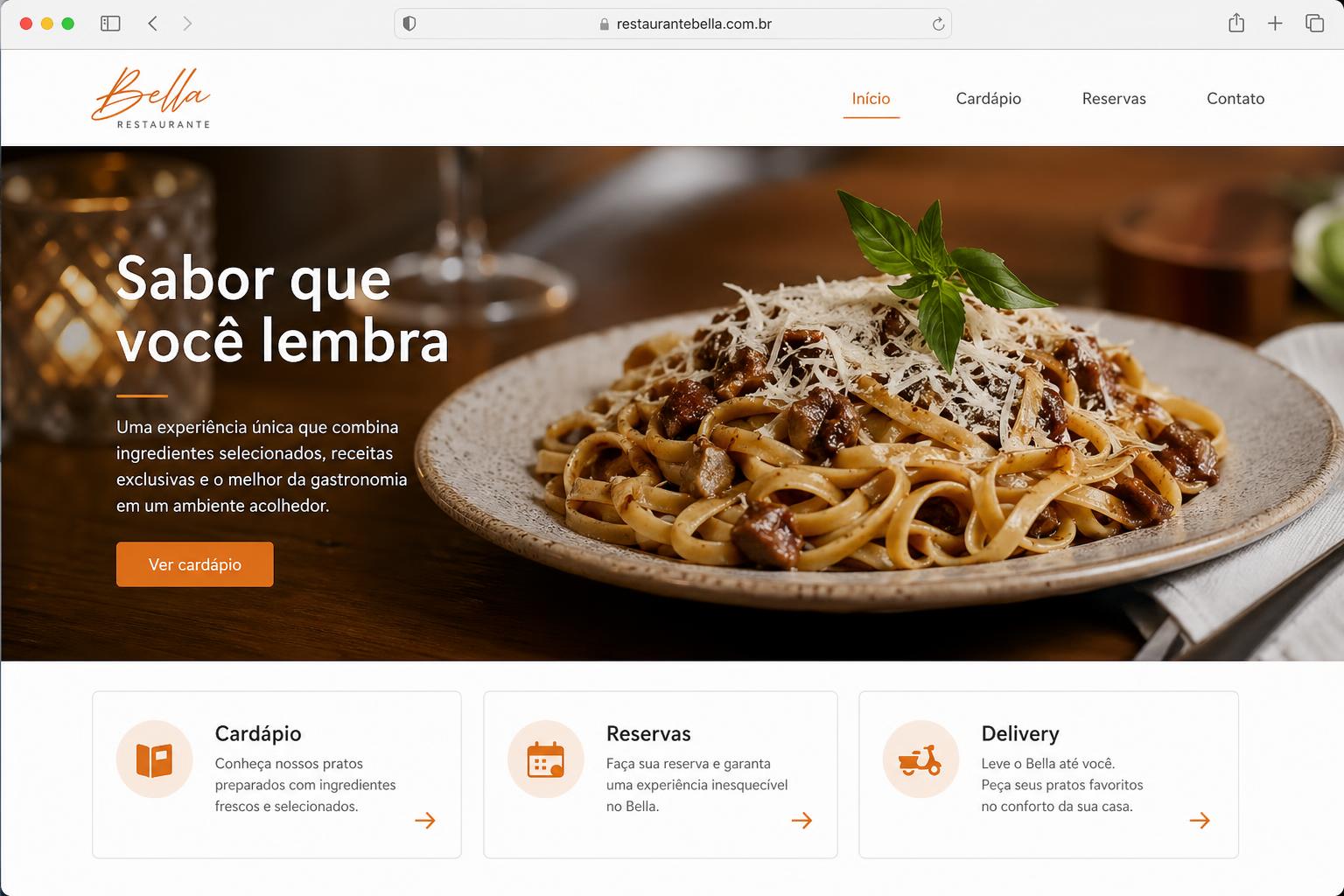 Exemplo de site para Restaurante